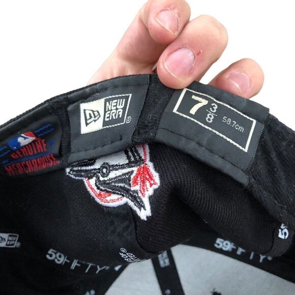 RARE 59FIFTY New Era Toronto Blue Jays Baseball Hat Black/Red Baseball Cap - Picture 10 of 11